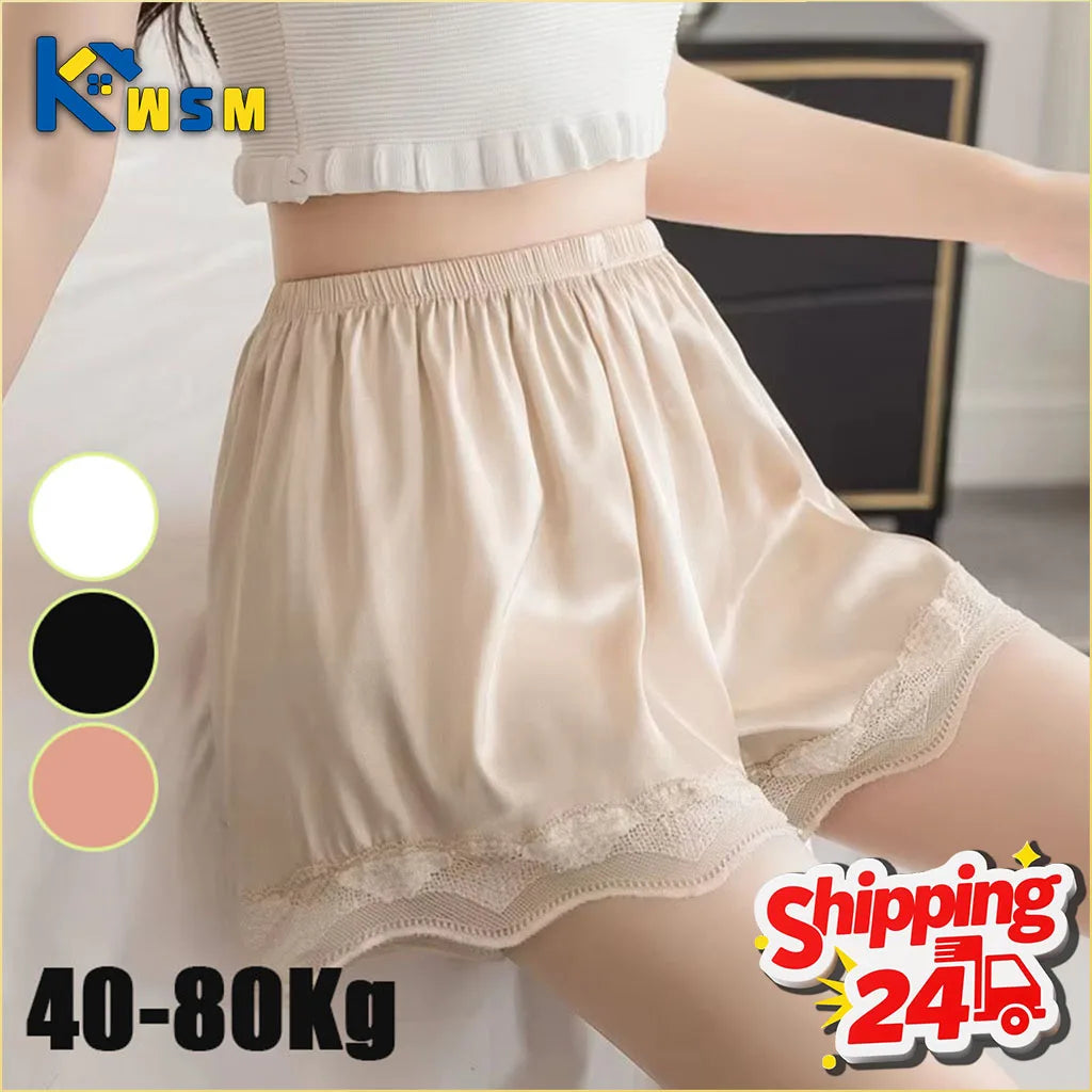 Lace Anti Exposure Safety Shorts for Women Summer Thin Breathable Sleep Shorts No Roll Hem Safety Panties for Home Outwear Oasis Select