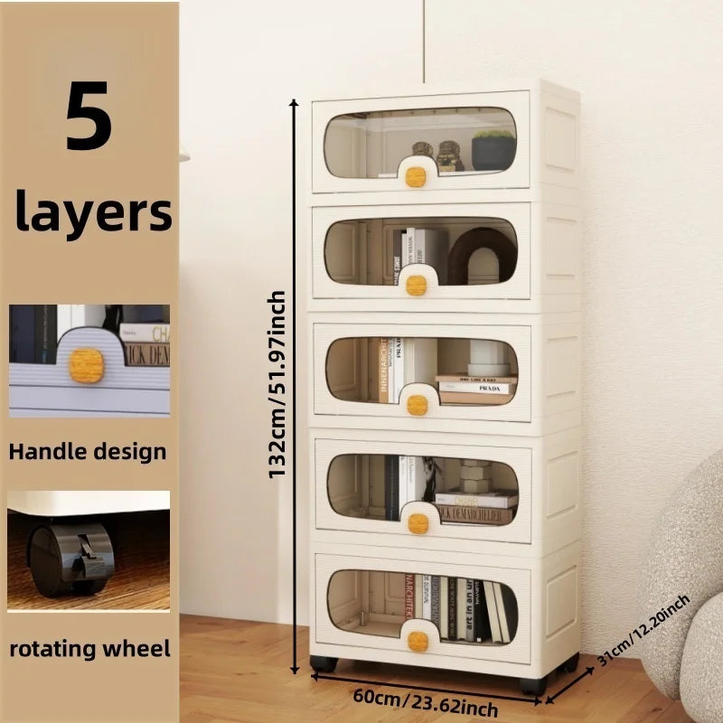 60cm Flip-Top Multi-Layer Storage Cabinet with Casters