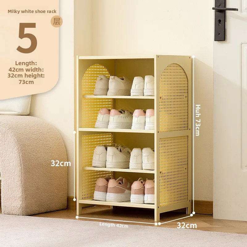 Simple shoe cabinet home door multi-layer baffle shoe rack corridor entrance economical home storage simple shoe cabinet Oasis Select Milk White 5-42