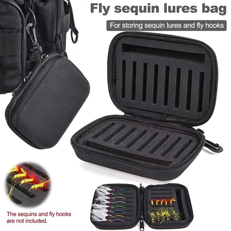 2026 New Arrival！Portabale Fly Fishing Lure Spinner Spoon Bait Black Storage Box Professional 16 Slots Hard EVA Storage Bag Oasis Select