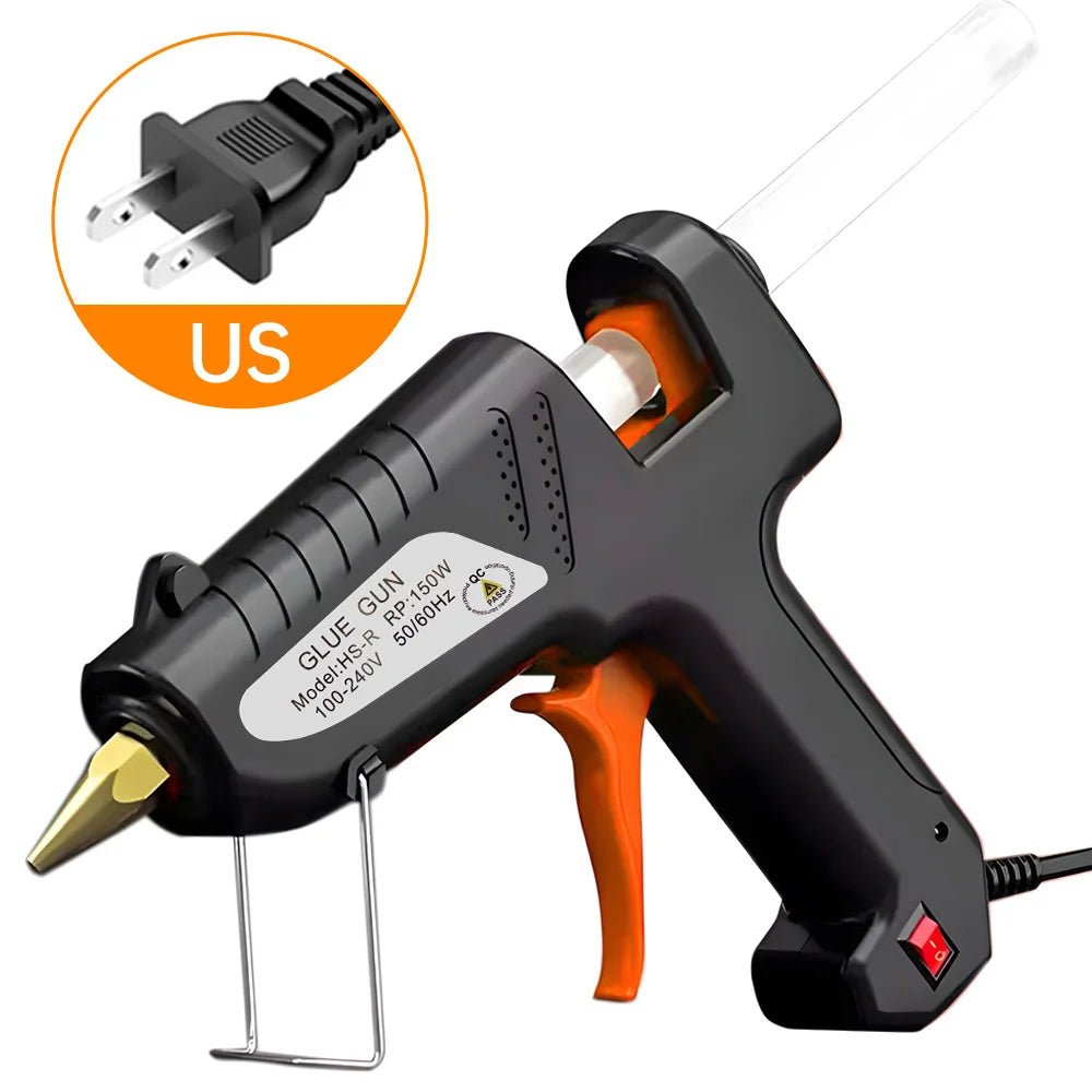 100/150W Household Lithium Electrothermal Glue Gun with Glue Sticks Industrial Guns Heat Temperature Thermo Electric Repair Tool Oasis Select US Plug 150W