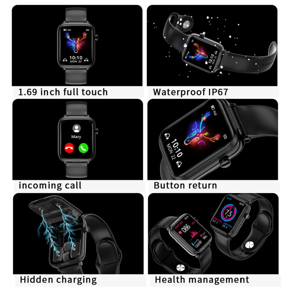 2-in-1 Smartwatch & Bluetooth Headset | Fitness Tracker Unisex