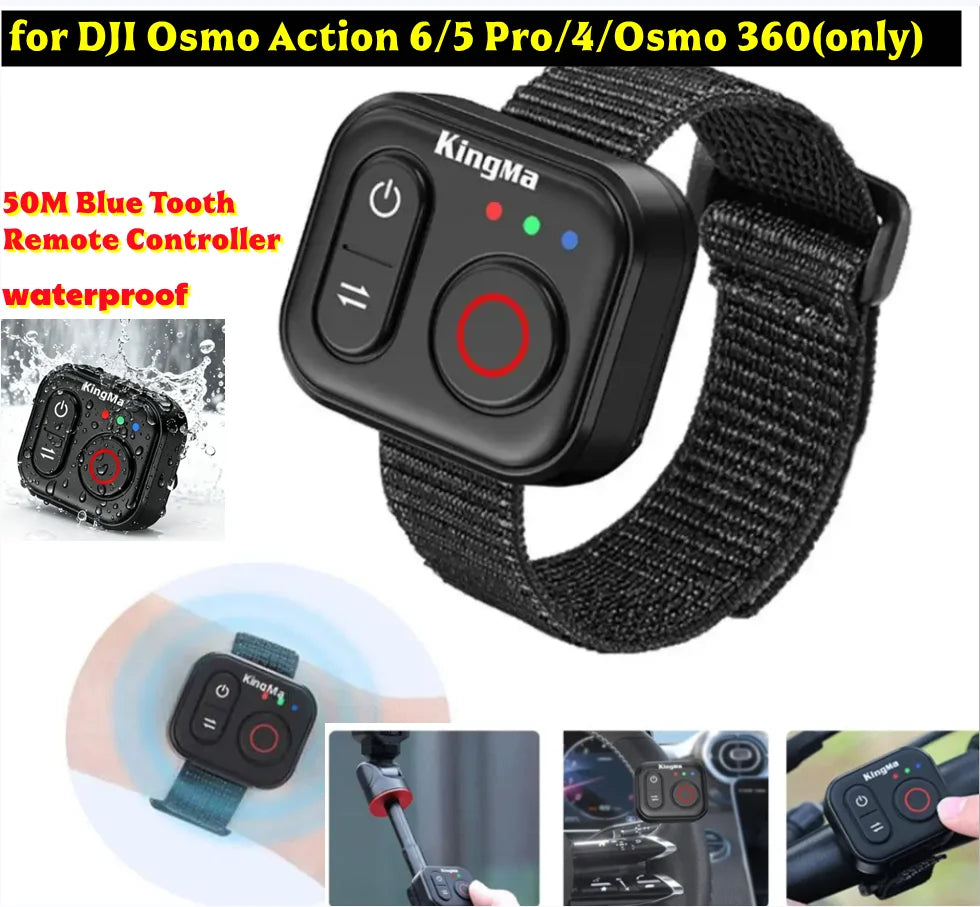 Wristband Bluetooth Remote for DJI Action 6 5 Pro 4 & OSMO 360 50M