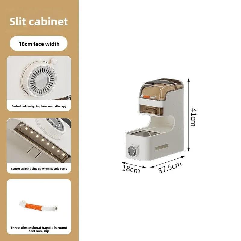 Multi-functional Drawer Type Crevice Cabinet, Kitchen Storage Rack, Bathroom, Narrow Slit With Light, Dust-proof Storage Cabinet Oasis Select 18cm-4-B