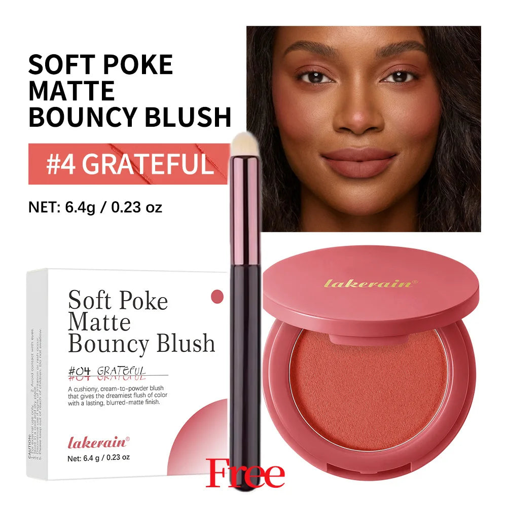 Lakerain Soft Poke Matte Blush Palette with Free Brush