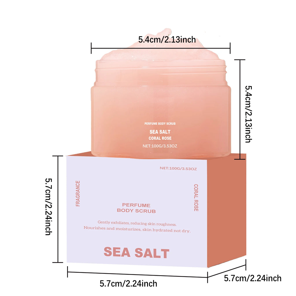 Perfume Body Scrub Hydrating Smoothing Skin Natural Exfoliating Salt Rose Coral Amber Vanilla Scent Moisturizing Cleansing Skin Oasis Select Rose Coral