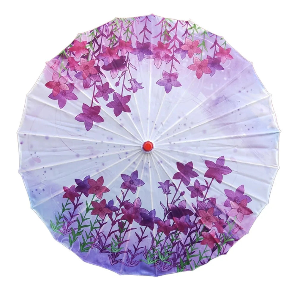 Handmade Silk Cloth Women Umbrella Waterproof Rain Proof Chinese Oil Paper Umbrella Decorative Ancient Dance Umbrella Oasis Select Style 34
