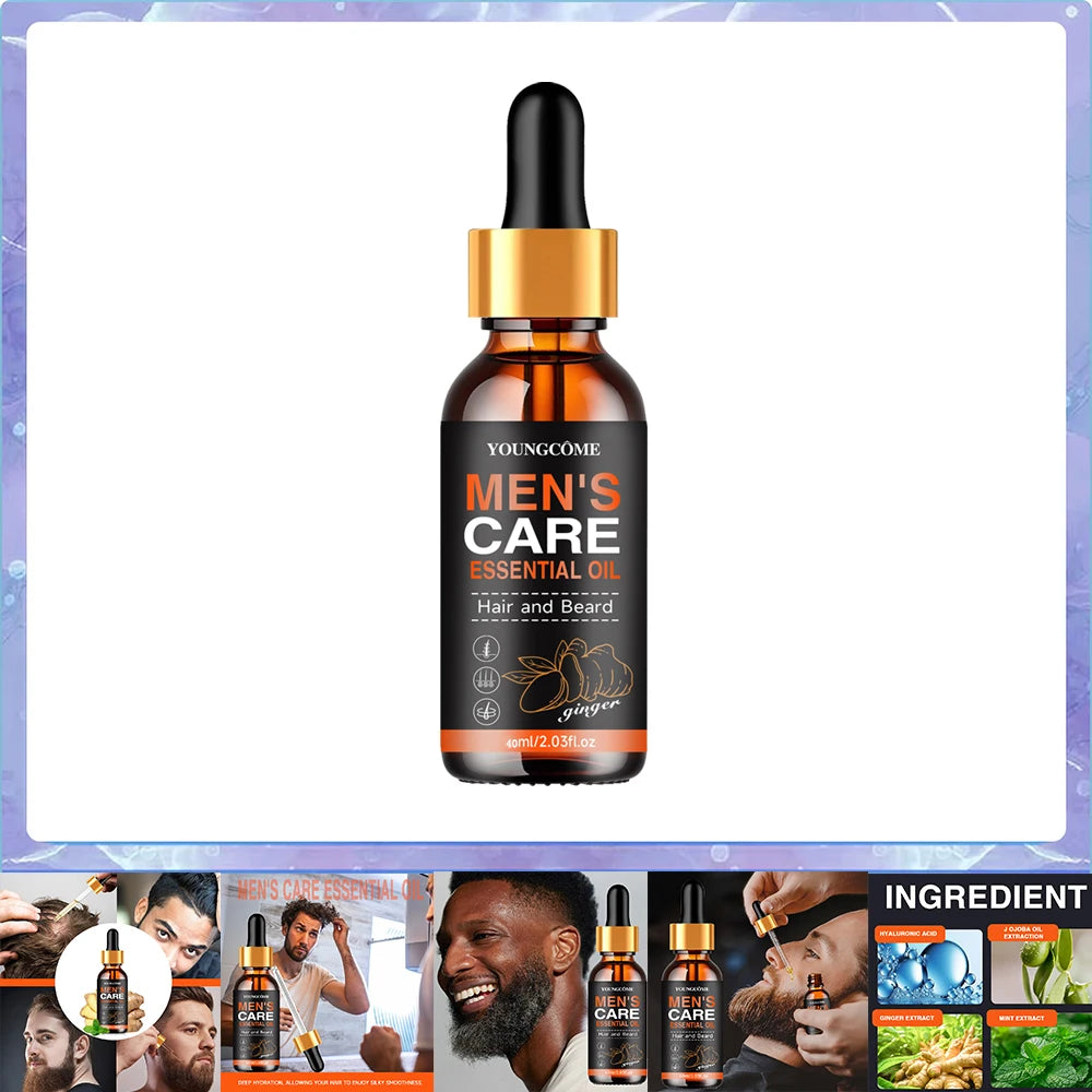 Men Beard Essential Oil Increase Moisturize Soft Smooth Nourish Thicken For Grooming Hair Facial Care Beard Growth Oil Care Oasis Select 40ml-1pcs
