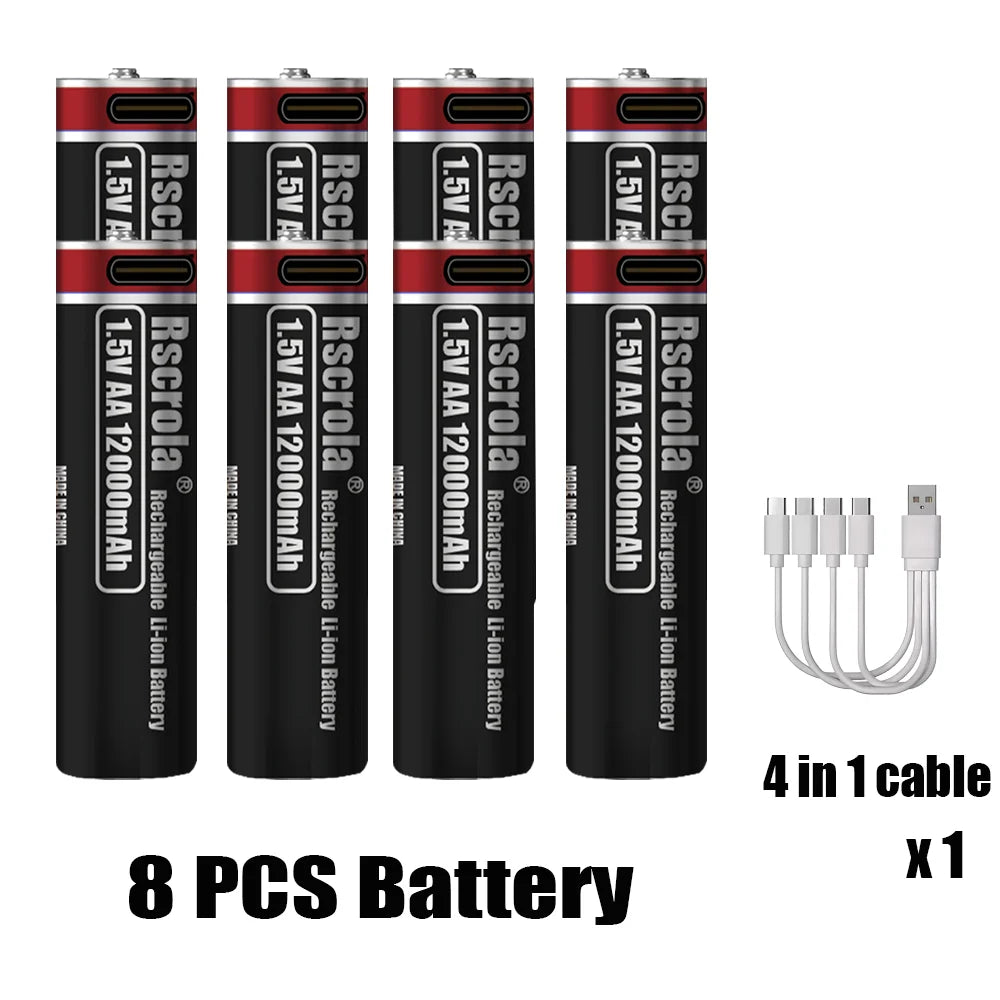 1.5V D Size /AA/AAA most popular USB Rechargeable battery series for Flashlights,Toys,Controllers,Clocks,Remote Controls Etc Oasis Select 8 PCS AA Batteries