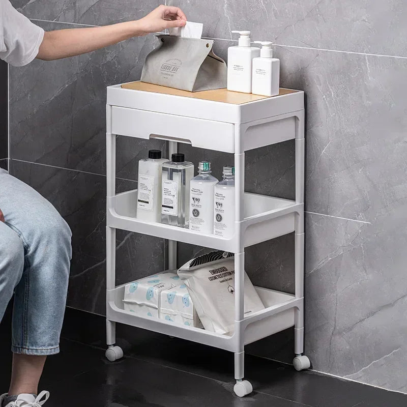 Multi-functional trolley floor rack kitchen living room mobile multi-layer bedroom bedside storage rack Oasis Select