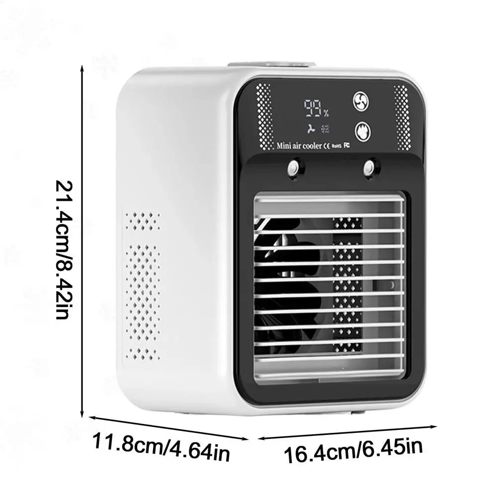 Air Cooler 2-Speeds Personal Cooling Mini Misting Ac 500ml Water Tank Portable Air Conditioner for Home Office Outdoor Car Oasis Select White