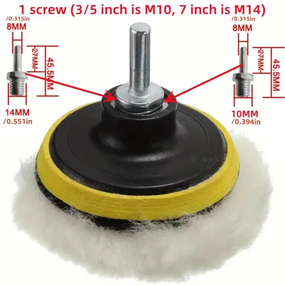11PCS 3/5/7 Inch Polishing Pads Car Drill Bits Sponge Wool Polishing Pads Car Buffer Polisher for Sanding, Waxing, Sealing Glaze Oasis Select