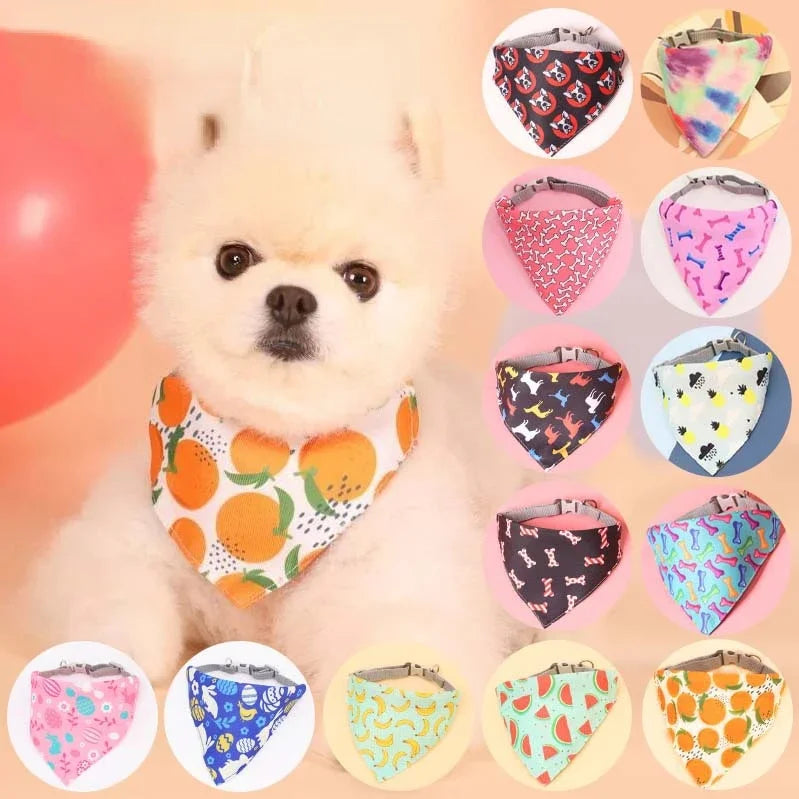 Pet Saliva Towel Adjustment Cute Cartoon Bear Weaved Dog Cat Collar Bib Grooming Arc Design Dog Scarf for Girl Small Dogs Cats Oasis Select
