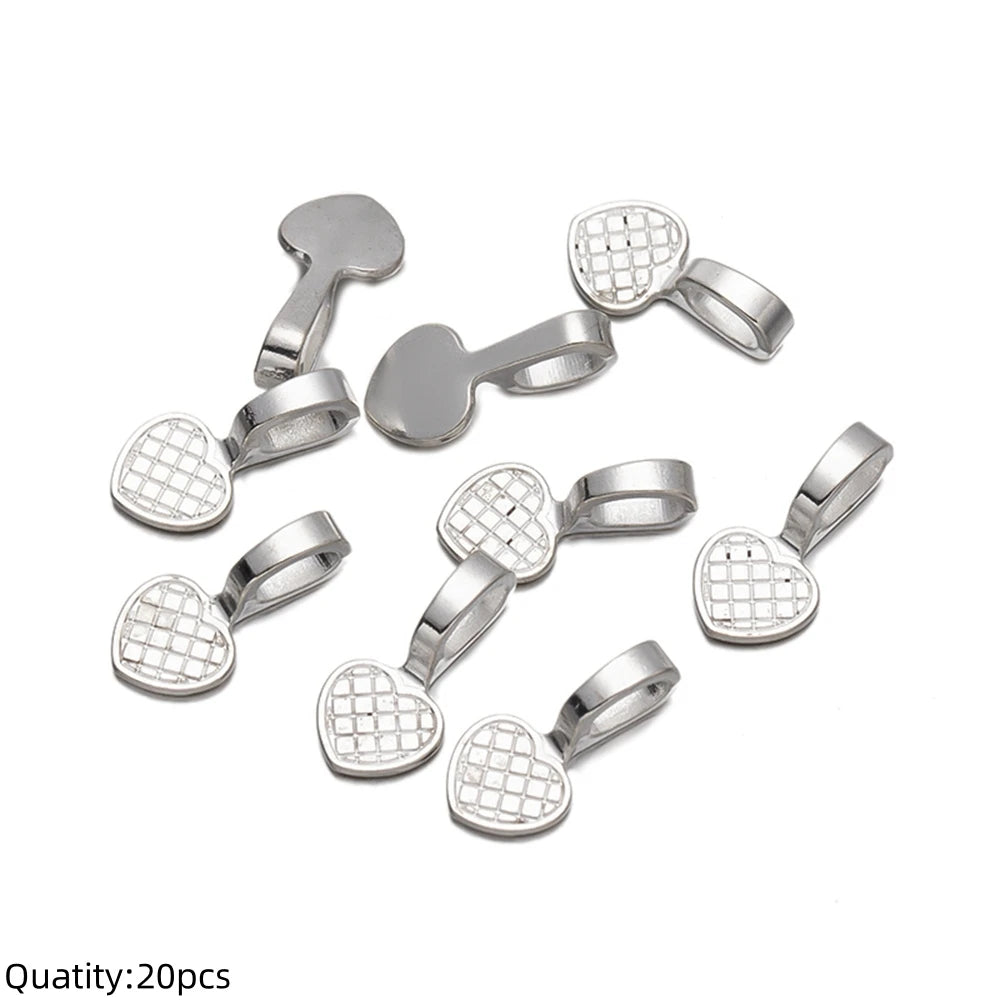 20 Spoon Glue-on Flat Pad Pendant Bail Oval Scrabble Linking Charm