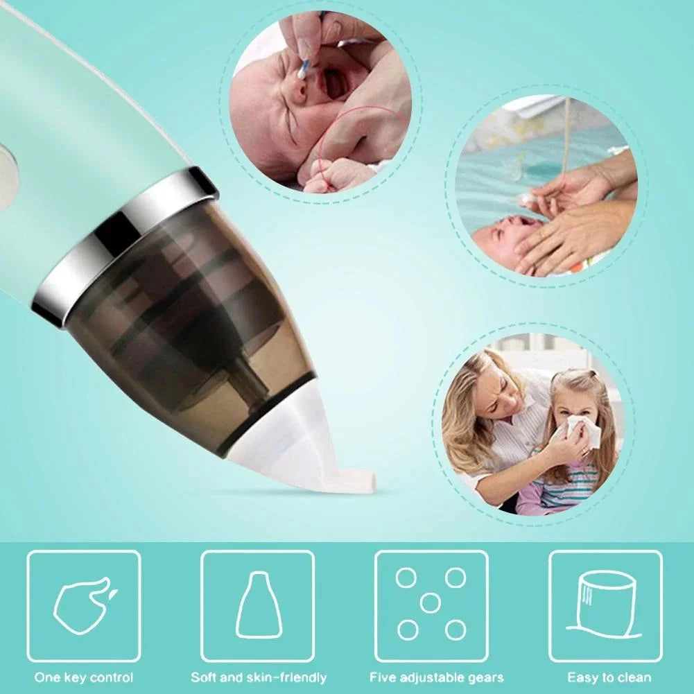 Baby Nasal Aspirator Electric Rechargeable Nose Cleaner Safe Gentle Suction Low Noise Silicone Tip For Newborn Infant Toddler Oasis Select
