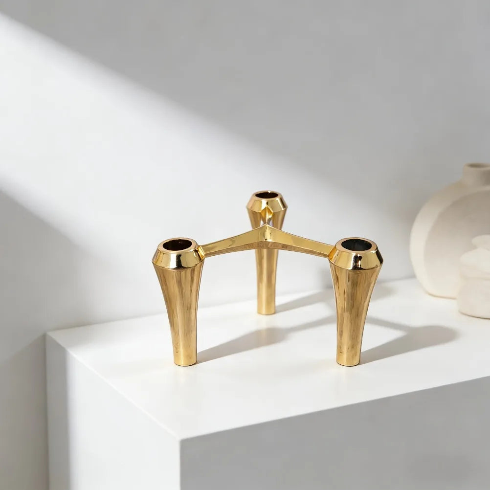 Minimalism Alloy Stackable Candle Holder Set Creative Candlestick Ornament Western Restaurant Candle Stand Home Decoration Oasis Select