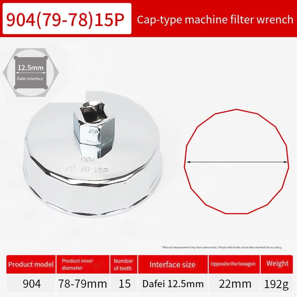 64mm-89mm End Cap Machine Filter Removal Tool 1/2inch Square Drive Oil Filter Remove Tool Machine Filter Hand Tool Oasis Select 79-78mm 15P