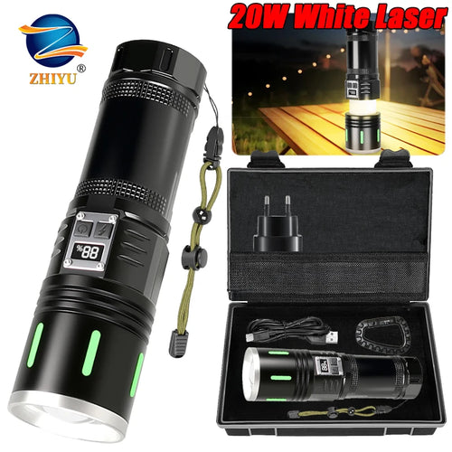 20W LED Flashlight 1000 Lumens Zoomable Rechargeable + Power Bank Rechargeable LED Torch Oasis Select