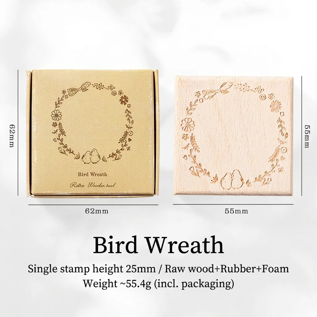 Retro Little Forest Wooden Rubber Stamp Decorative Stamps for Journal Scrapbooking DIY Handcrafts 6 Patterns Available Oasis Select color 6