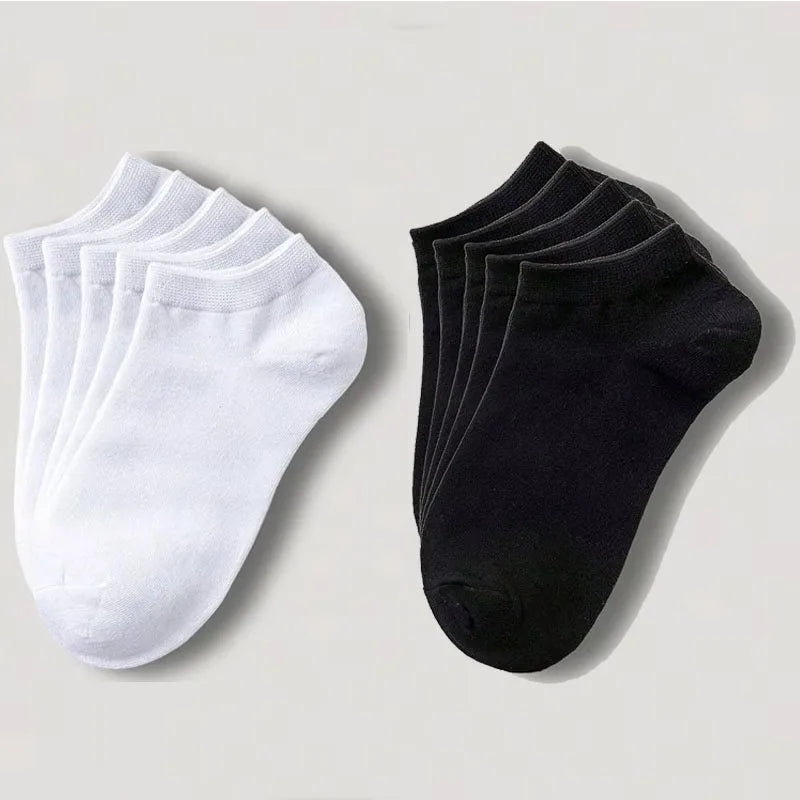 1-20pairs Wholesale Unisex Socks, Breathable Sports Socks, Solid Color Boat Socks, Comfortable Cotton Ankle Socks, White Oasis Select 10pairs mix
