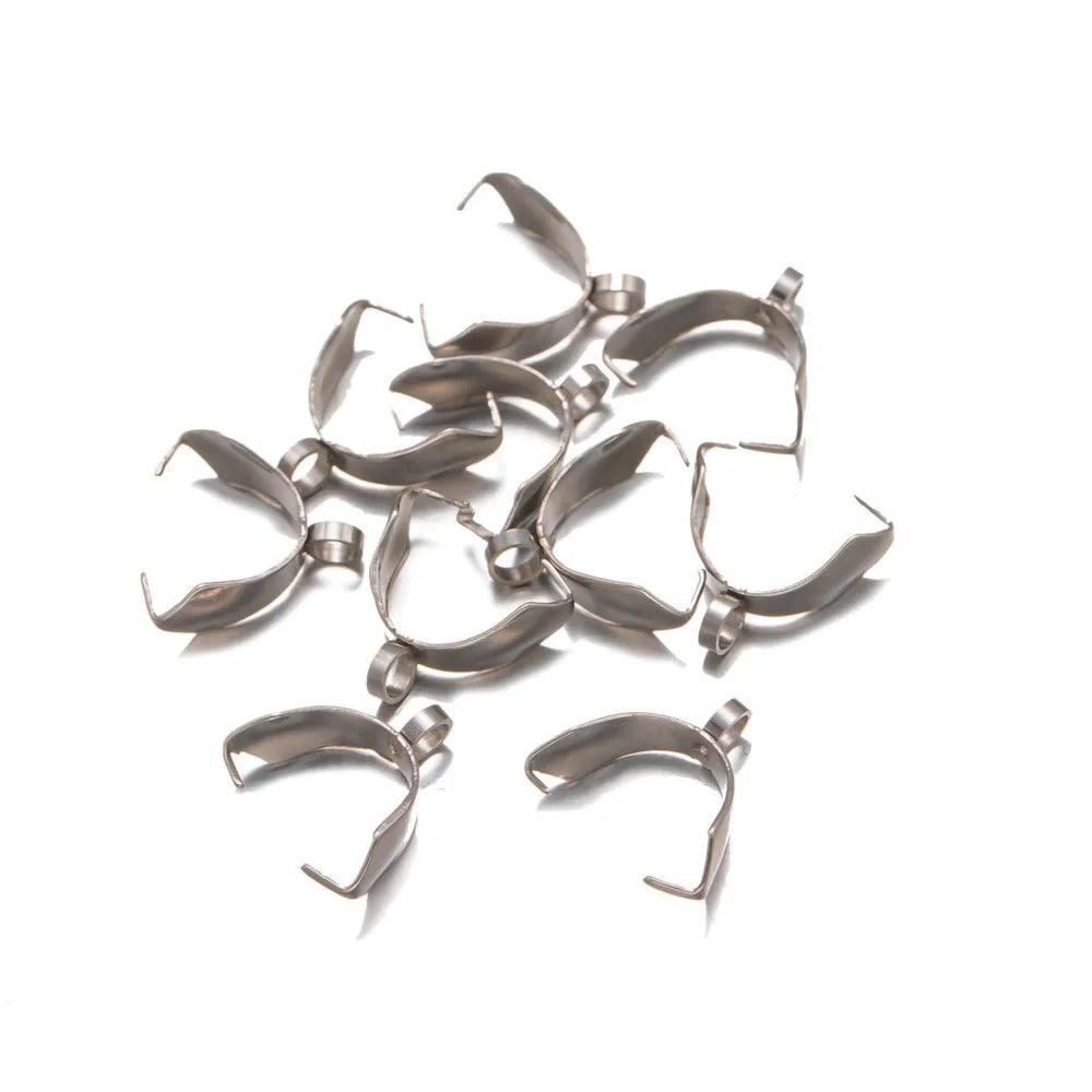 20pcs Stainless Steel Metal Pinch Clip Bail Clasp Dangle Pendant Connector Findings for Jewelry Making Buckles Charm Connection Oasis Select