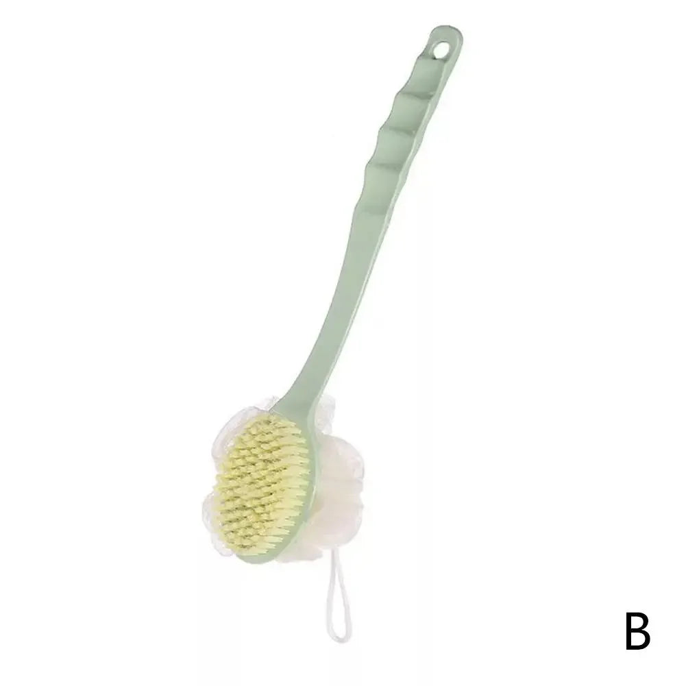 Long Handle Two Sided Shower Body Brush Tied Bath Flower Bathroom Wash Body Silicone Back ExfoliatingBrush Brush Bathing Ma G2K9 Oasis Select green CN