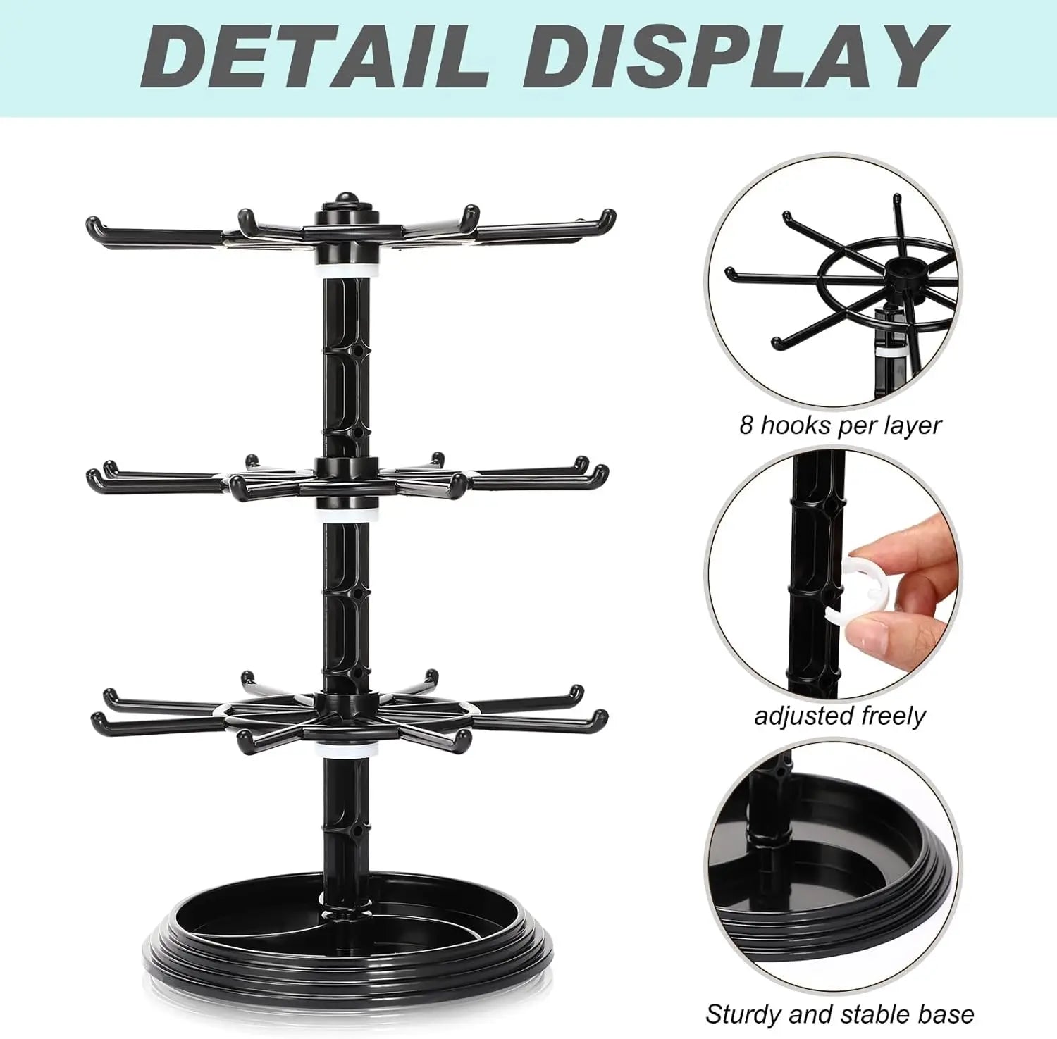 1pc 2/3 Floor Rotatable Jewelry Storage Rack Necklace Display Rack Rotating Keychain Bracelet Storage Rack Perfect Holiday Gift Oasis Select