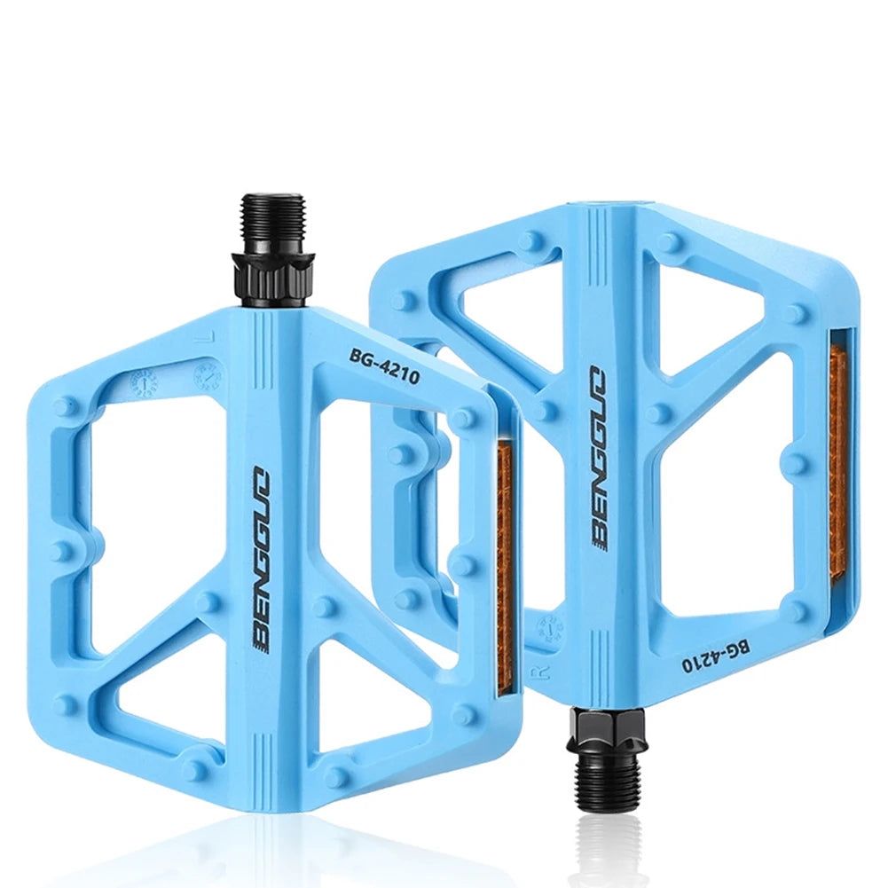 Ultralight Nylon Bike Pedals – Double DU Bearing & Reflector Bicycle Platform Pedals Oasis Select Blue france