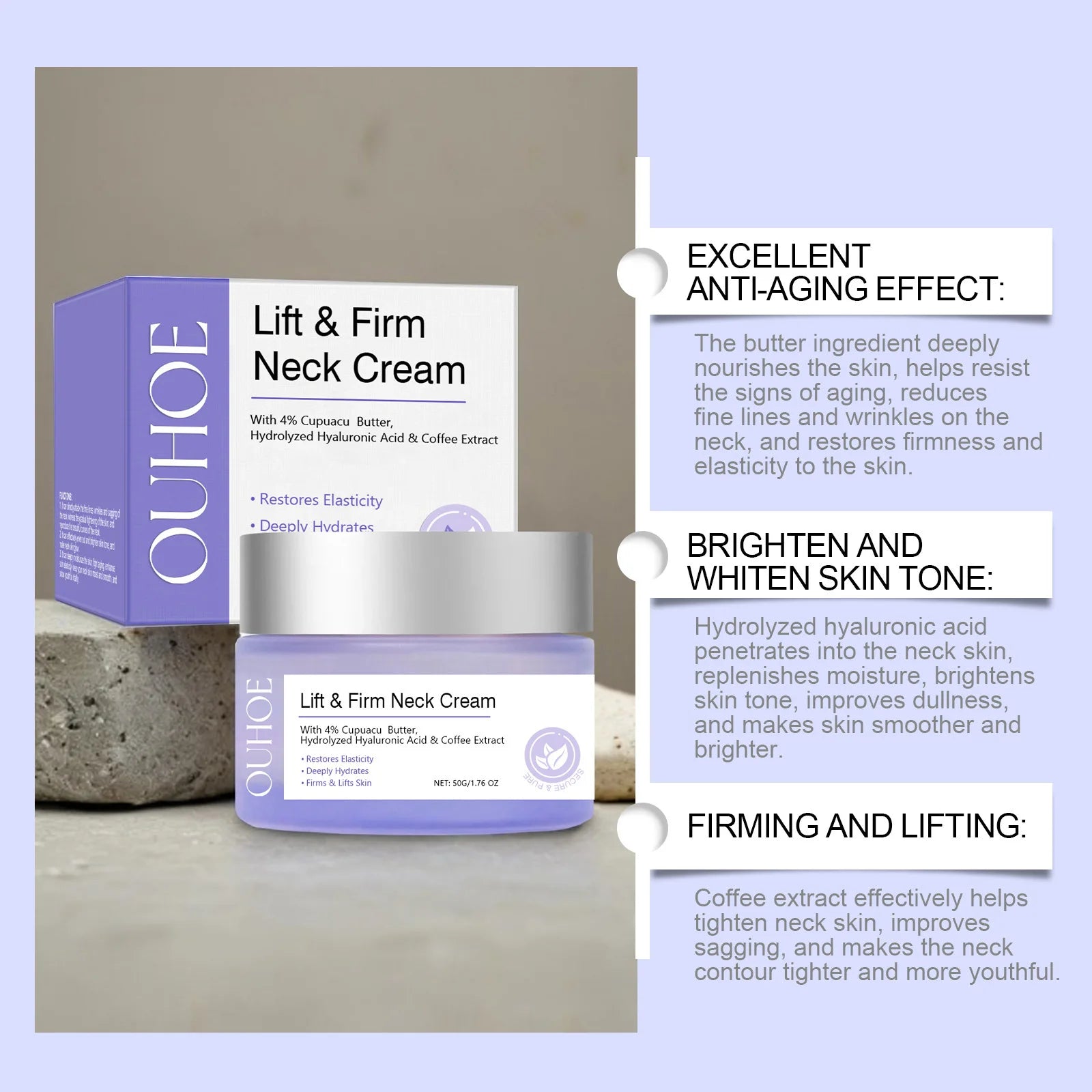 Tighten Lift Neck Cream Firming Reduce Fine Lines Brightening Nourish Smoothing Lasting Moisturize Neck Rejuvenation Care Lotion Oasis Select