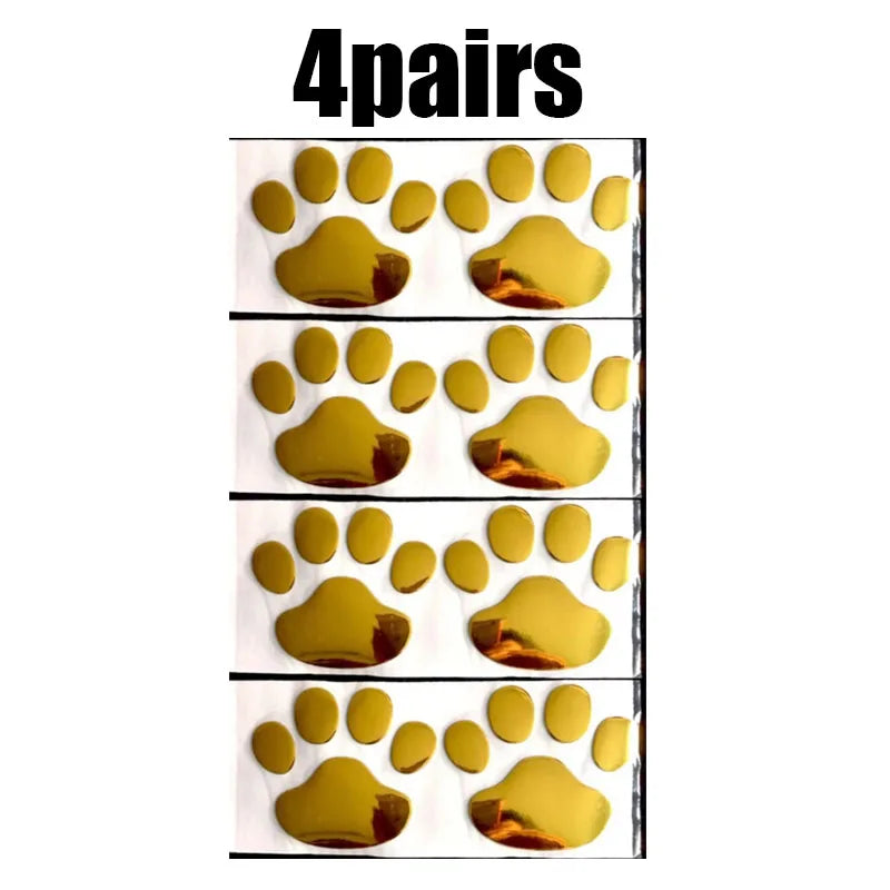 1/2/4pairs Car 3D Stereo Footprint Car Stickers Creative Dog Paw Body Stickers Soft Electric Car Footprint Personalized Stickers Oasis Select 4pairs golden