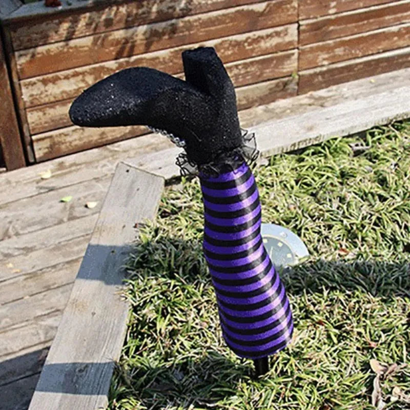 Halloween Lawn Outdoor Garden Decoration Props Evil Witch Legs Inverted Evil Witch Feet Boots Stakes Courtyard Oasis Select
