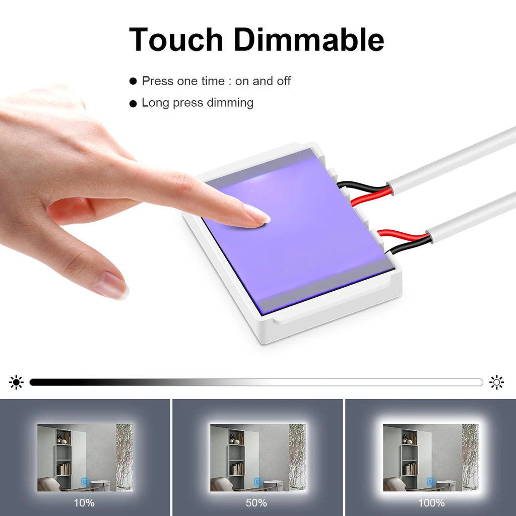 12V 5A Bathroom Mirror LED Dimmer Switch Capacitive CCT Adjustable Touch Sensor for Mirror Lights Backlight Decoration Oasis Select