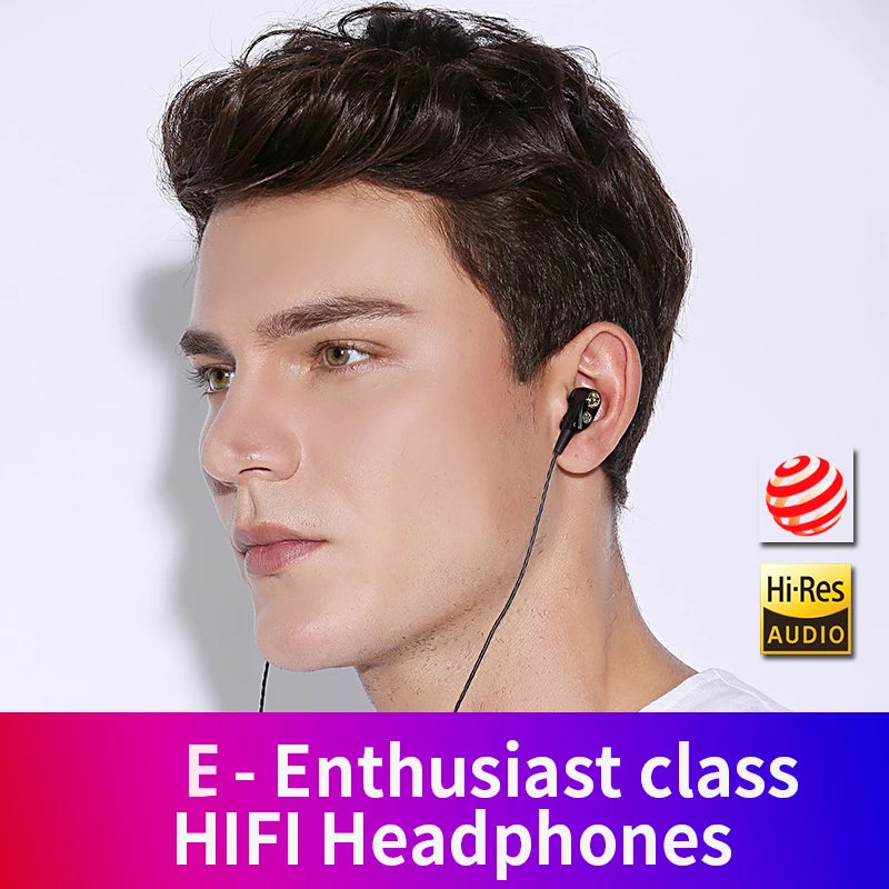 Double Moving Coil Headphones 3.5mm AUX With Mic Dynamic Headset In-Ear Music Gaming Sport Earbuds Bass Surround Shocking Sound Oasis Select