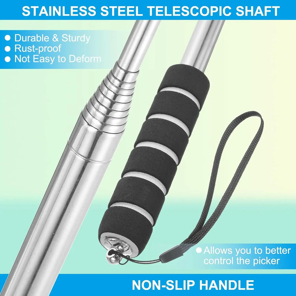 Telescopic Golf Ball Retriever Extendable Aluminum Shaft Lightweight Grabber Lanyard Pond Lake Water Hazard Golf Accessories Oasis Select