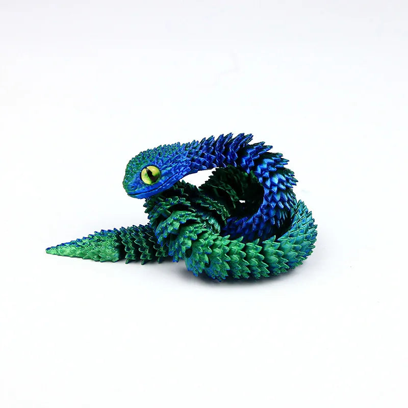 Snake Sculpture Articulated Snake Decor Articulated Snake Figurine with Movable Joints 3d Printed Model for Home for Bookshelf Oasis Select Blue Green