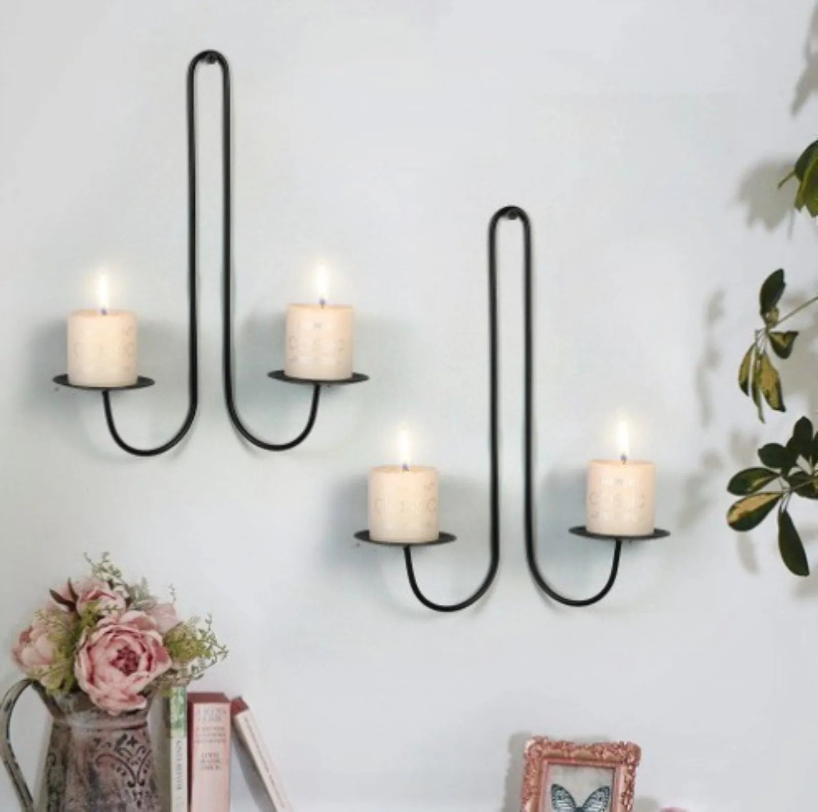 Iron Candle Holder Libra Style Wall Hanging Candle Sconce Decorative Candle Tray For Living Room Dining Room Home Decor Oasis Select