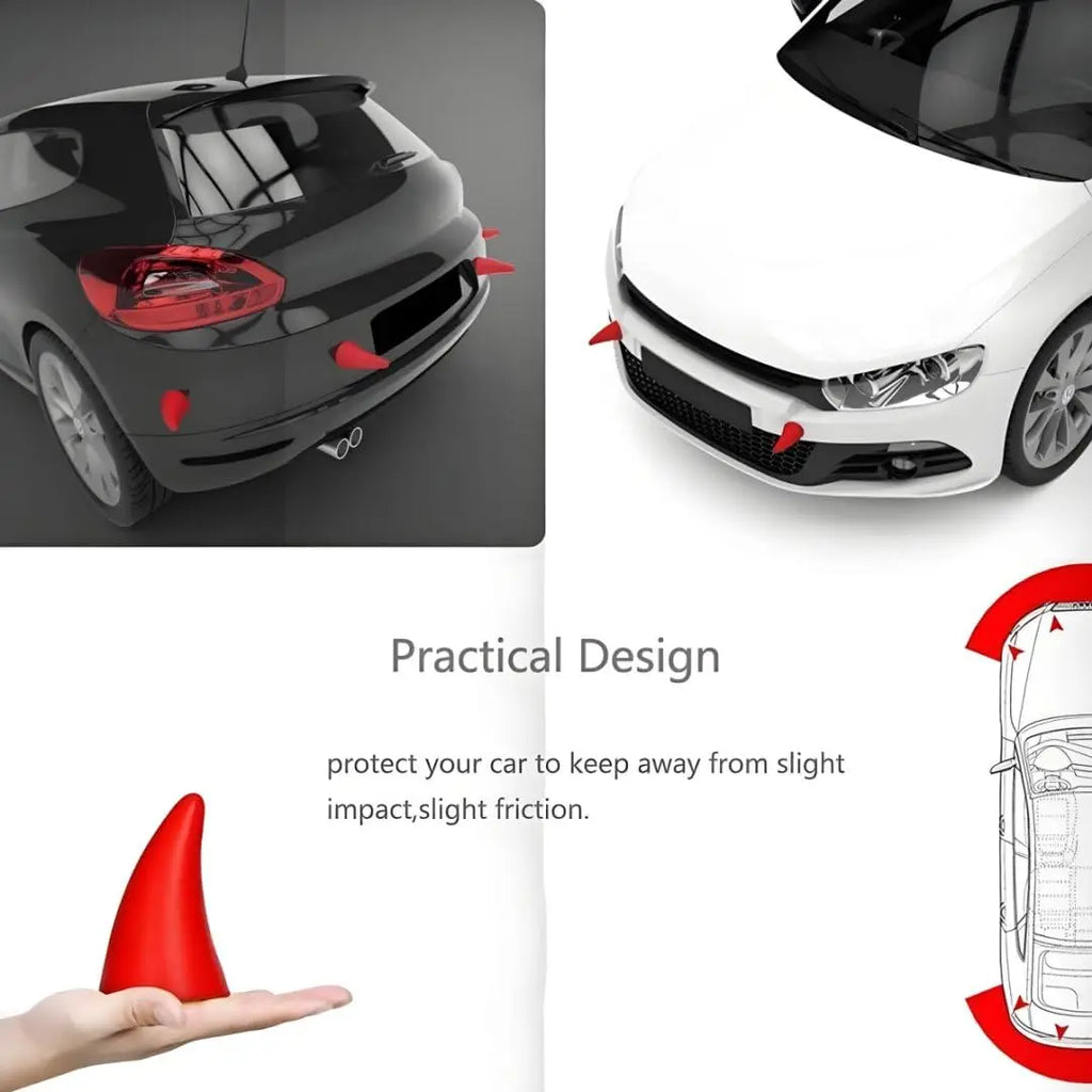 3D Devil Horn Car Roof Sticker | TPU Bull Horns Decal 2PCS