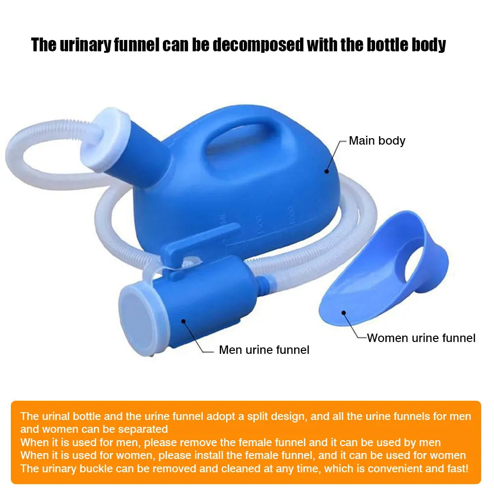 2000ml Portable Urinal With Hose For Women Men 1.3/1.6m Extension Long Tube Toilet Outdoor Urinal Chamber Pot For Camping Travel Oasis Select