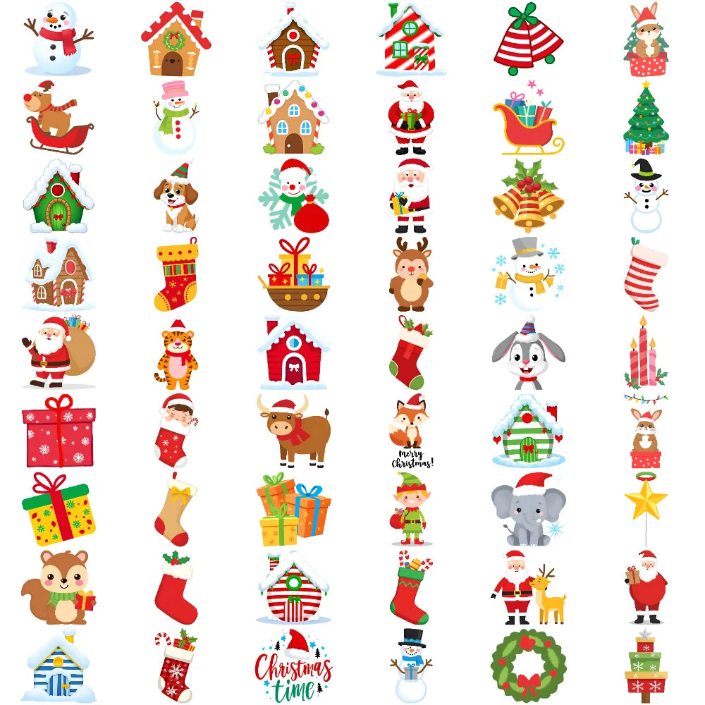 54pcs Christmas Temporary Tattoo Stickers for Kids – Holiday Set Temporary Tattoo Stickers Oasis Select 1A-3X3cm