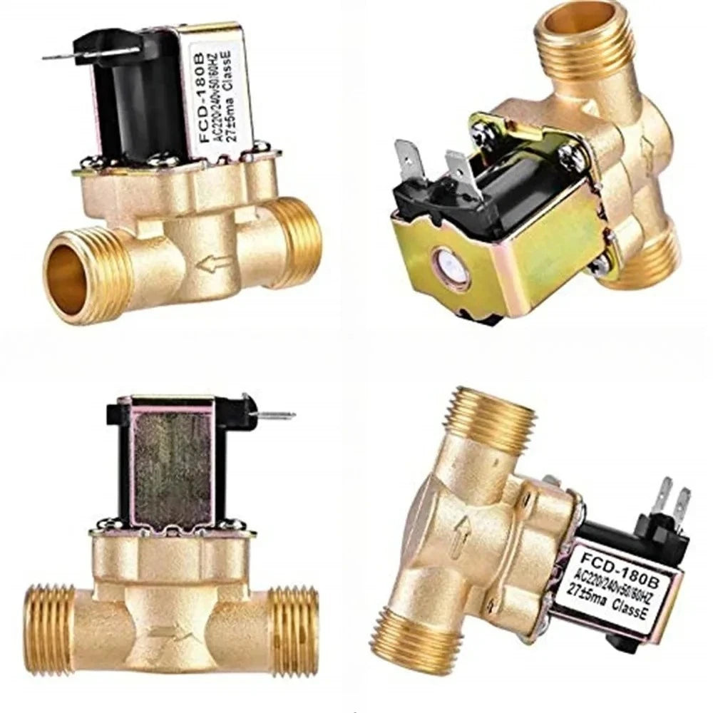 Electric Solenoid Valve N/C 12v 24v 220v G3/4'' G1/2'' Brass Air Inlet Flow Switch Normally Closed Inlet for Solar Water Heater Oasis Select