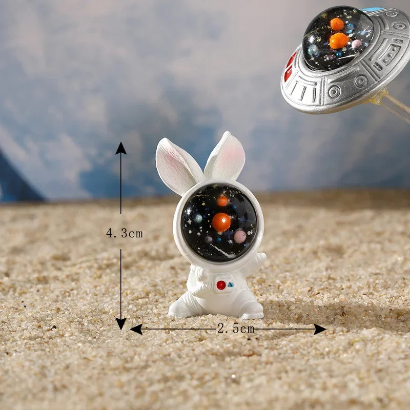 Figurines Miniature Cute Cartoon Astronauts Bunny Micro Landscape Ornaments for Home Decorations Rabbit Crafts Room Desk Decor Oasis Select 13