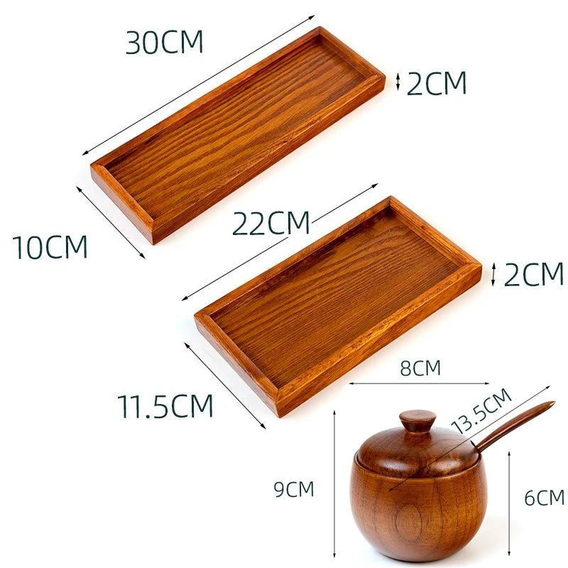 Wooden Seasoning Jar Creative Kitchen Retro Salt Sugar Pot Seasoning Storage Jar With Lid Spoon Wooden Tray Storage Containers Oasis Select