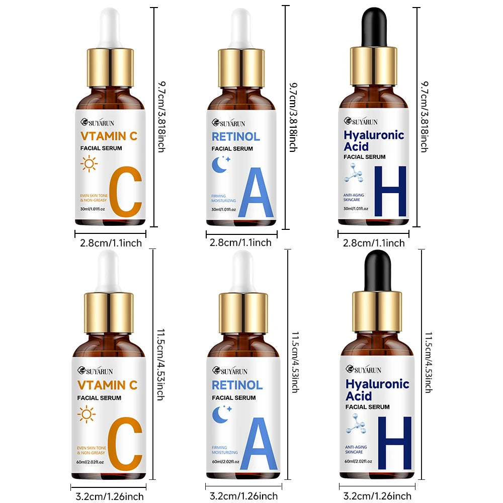 SUYARUN Vitamin C + Retinol + Hyaluronic Acid Serum Duo | Anti-Aging Brightening & Hydration Combo | For All Skin Type. Oasis Select