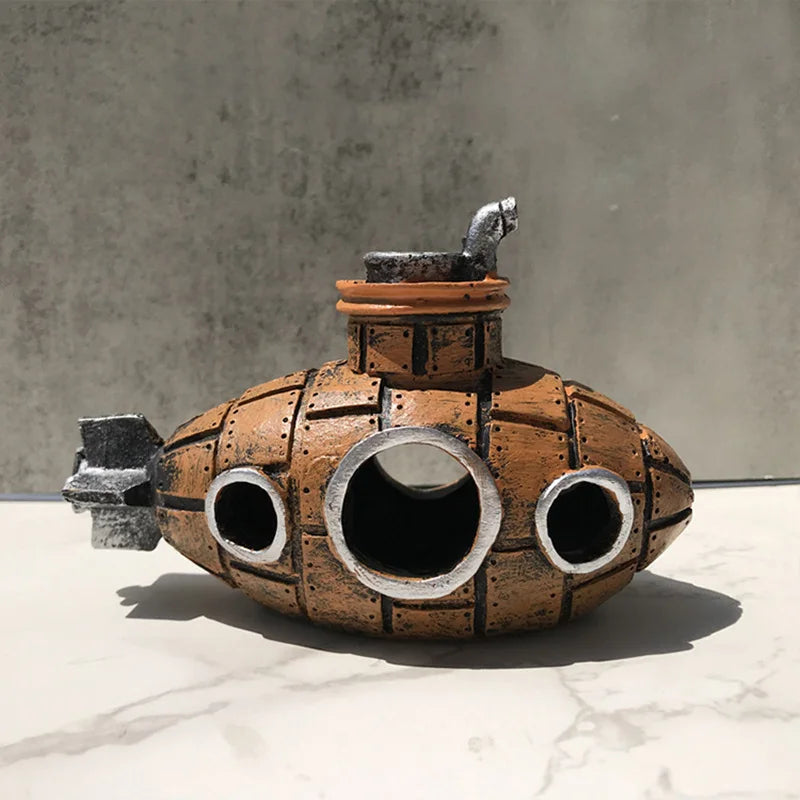 Resin Submarine Aquarium Decoration Fish Shrimp Shelter Hideout Cave Aquatic Ornament Fish Tank Landscaping Background Accessori Oasis Select