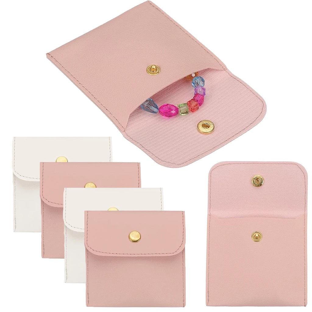 6/12PCS Small Jewelry Pouch PU Leather Square Snap Button Travel Bracelet Packaging Earrings Rings Necklaces Compact Organizer Oasis Select