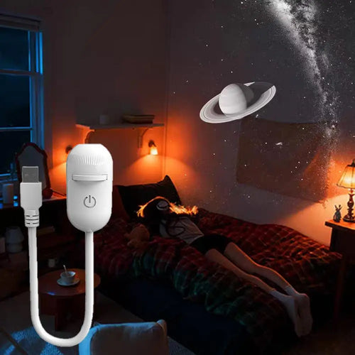 2-in-1 Galaxy Starry Sky Projector Portable 360° Rotate Mini LED Night Light Atmosphere Decor for Bedroom Home Party Oasis Select