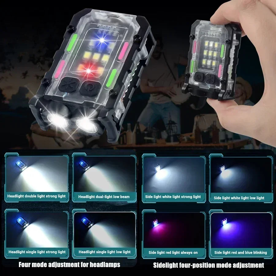 Mini LED Handheld Flashlights USB Rechargeable LED COB Work Lights Waterproof Keychain Emergency Lantern For Outdoor Camping Oasis Select