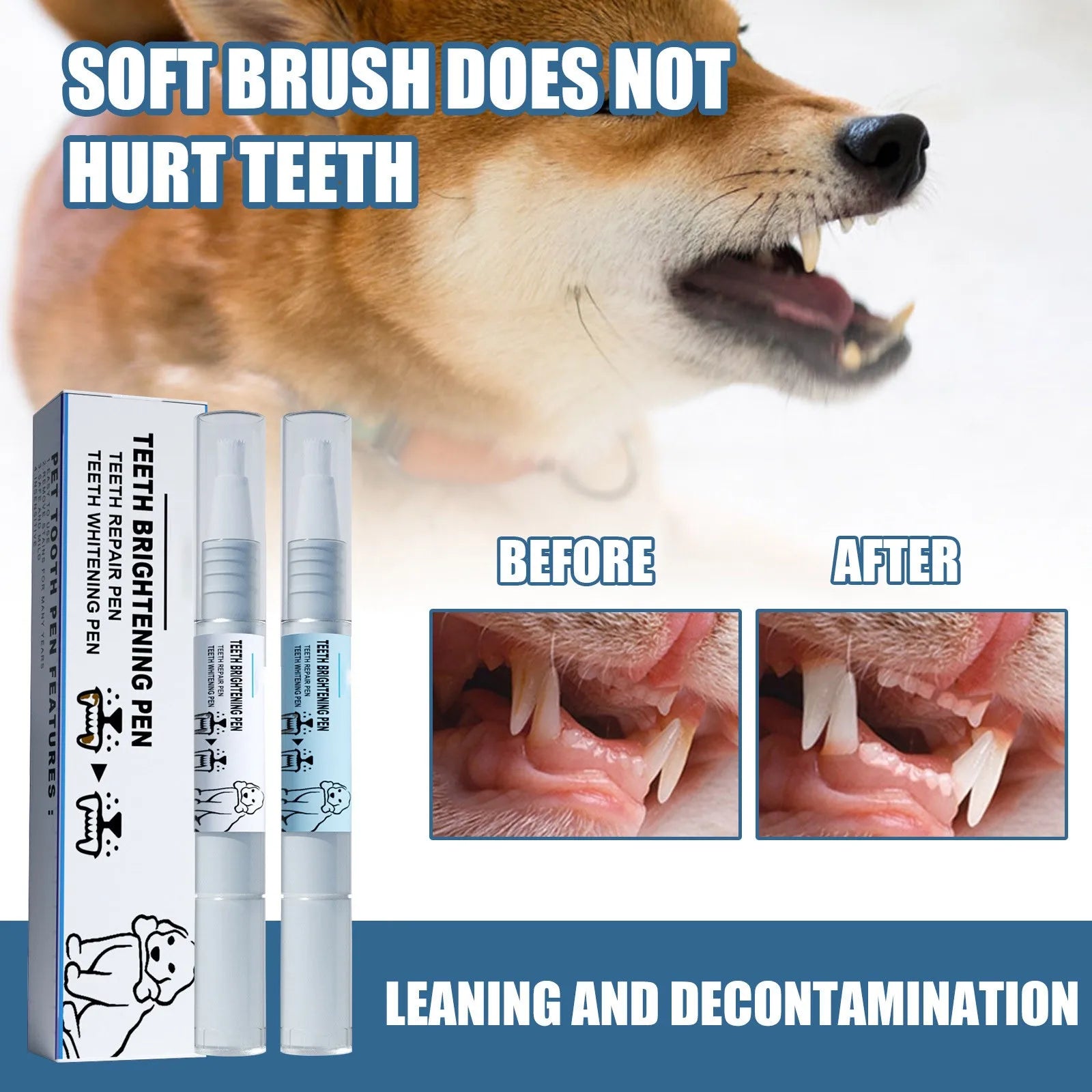 Pet Teeth Cleaning Pen – Tartar & Stain Remover Dogs & Cats Pet Dental Cleaner Oasis Select