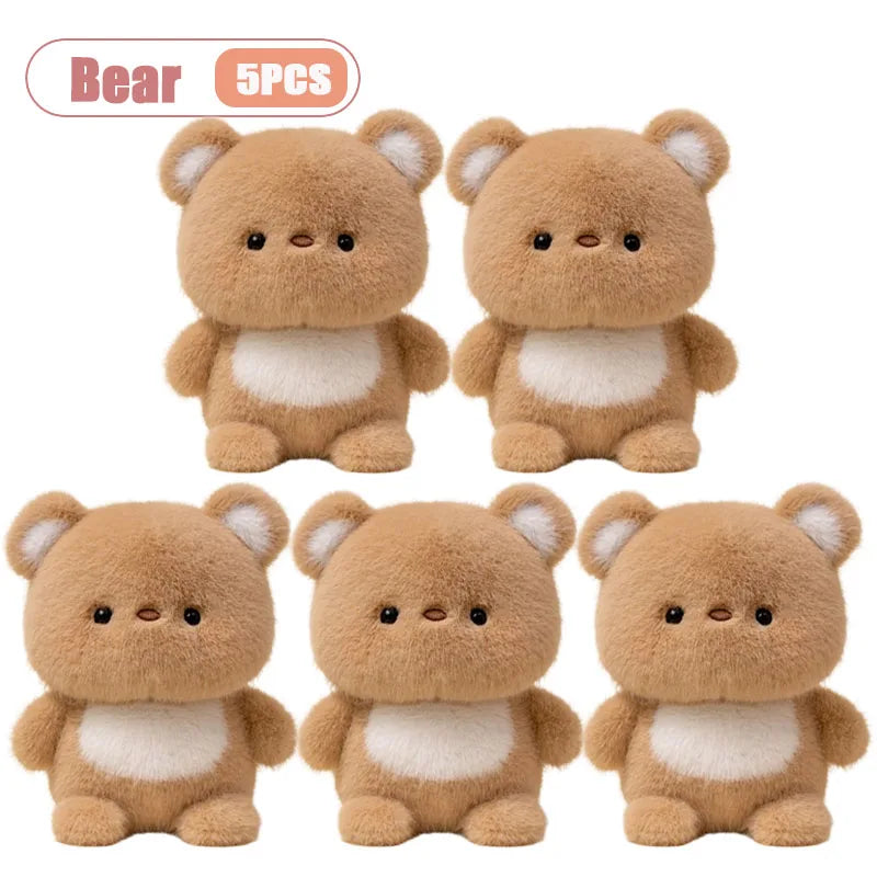 1-5PCS Desk Companion Plush Doll Cute Stuffed Animal for Table Decor Study Buddy Birthday Gift Room Ornament Kawaii Oasis Select Bear-5PCS