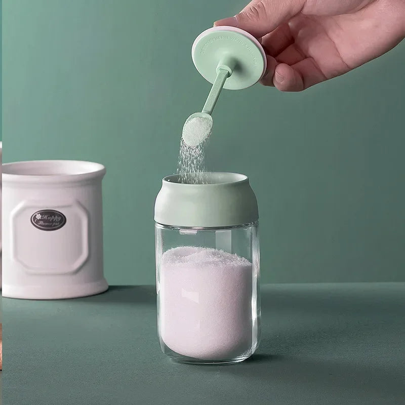 250ML Oil Bottle Moisture-proof with Lid Spoon Pepper Jar Salt Shaker Multi-purpose Combination Glass Kitchen Seasoning Bottle Oasis Select